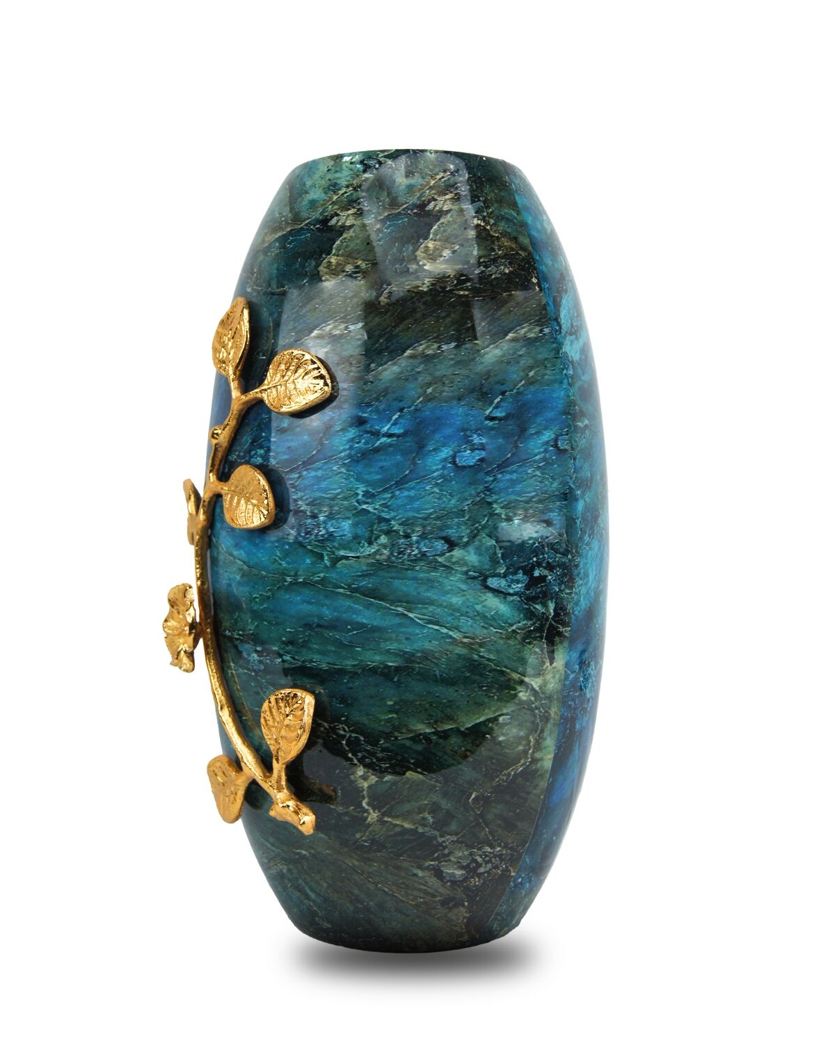 Blue Marble Vase with golden leafs 2 copy