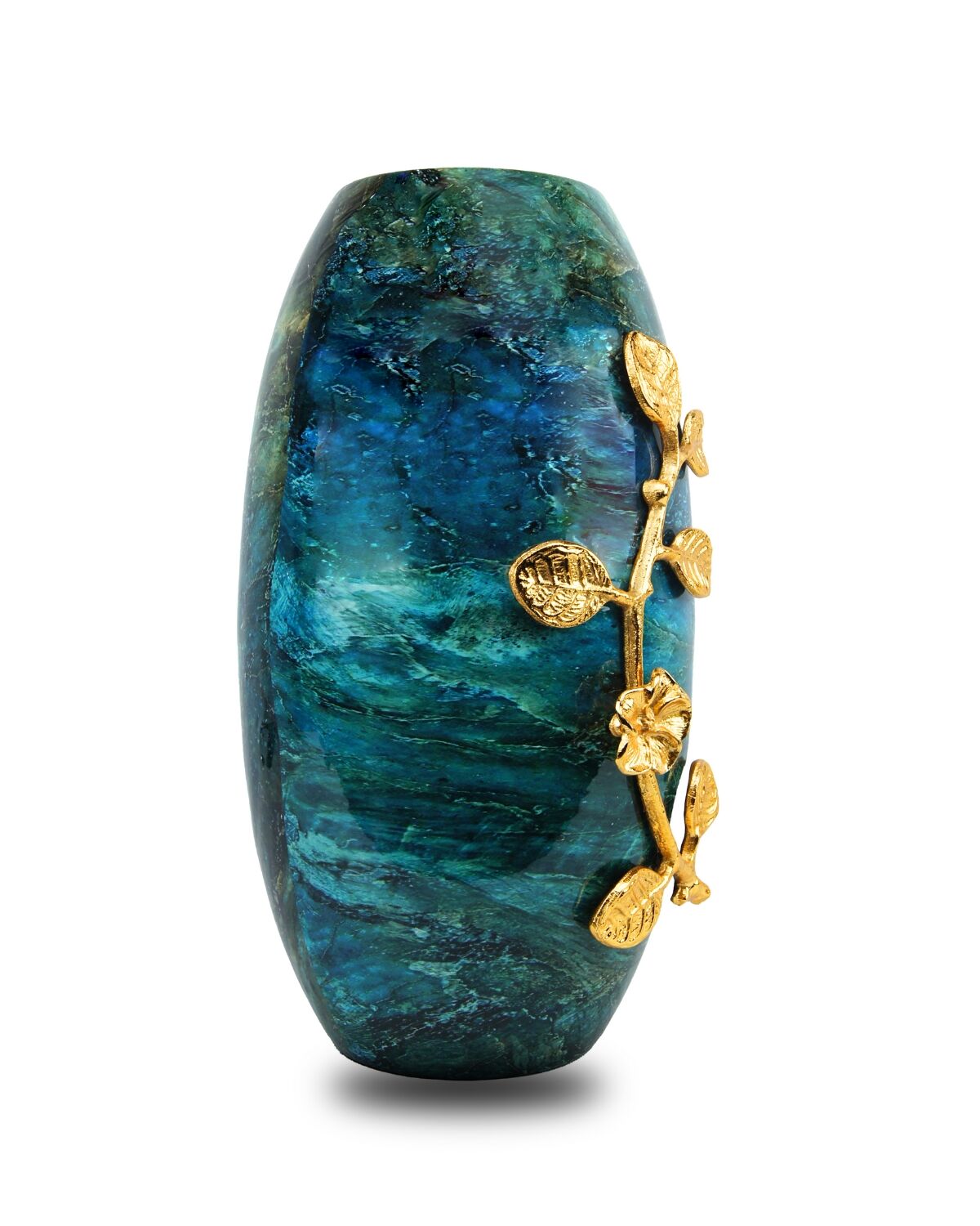 Blue Marble Vase with golden leafs 3 copy