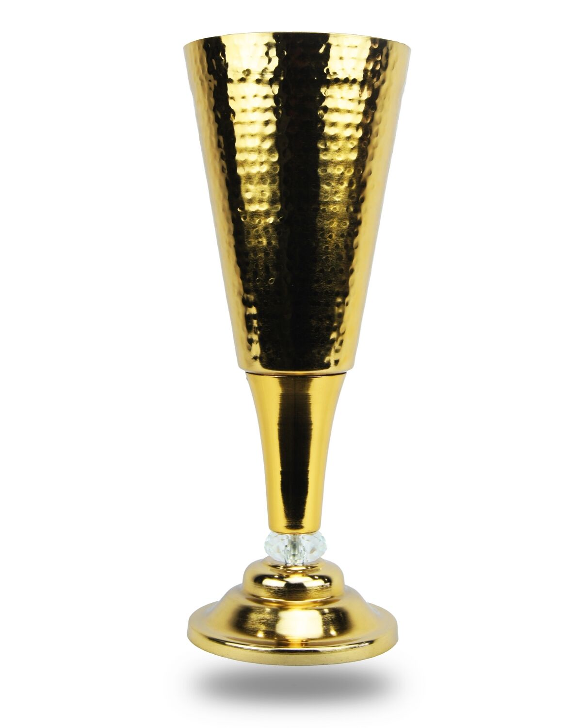 Golden Cone shaped candle stand with crystal 1