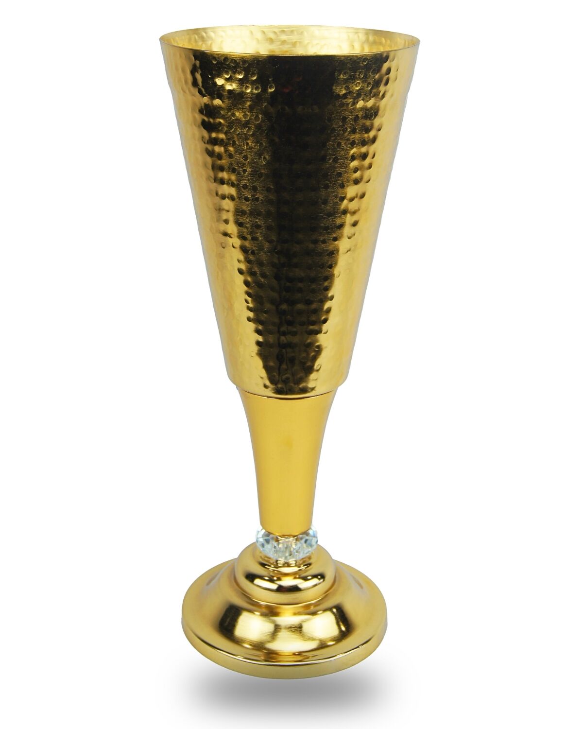 Golden Cone shaped candle stand with crystal 2