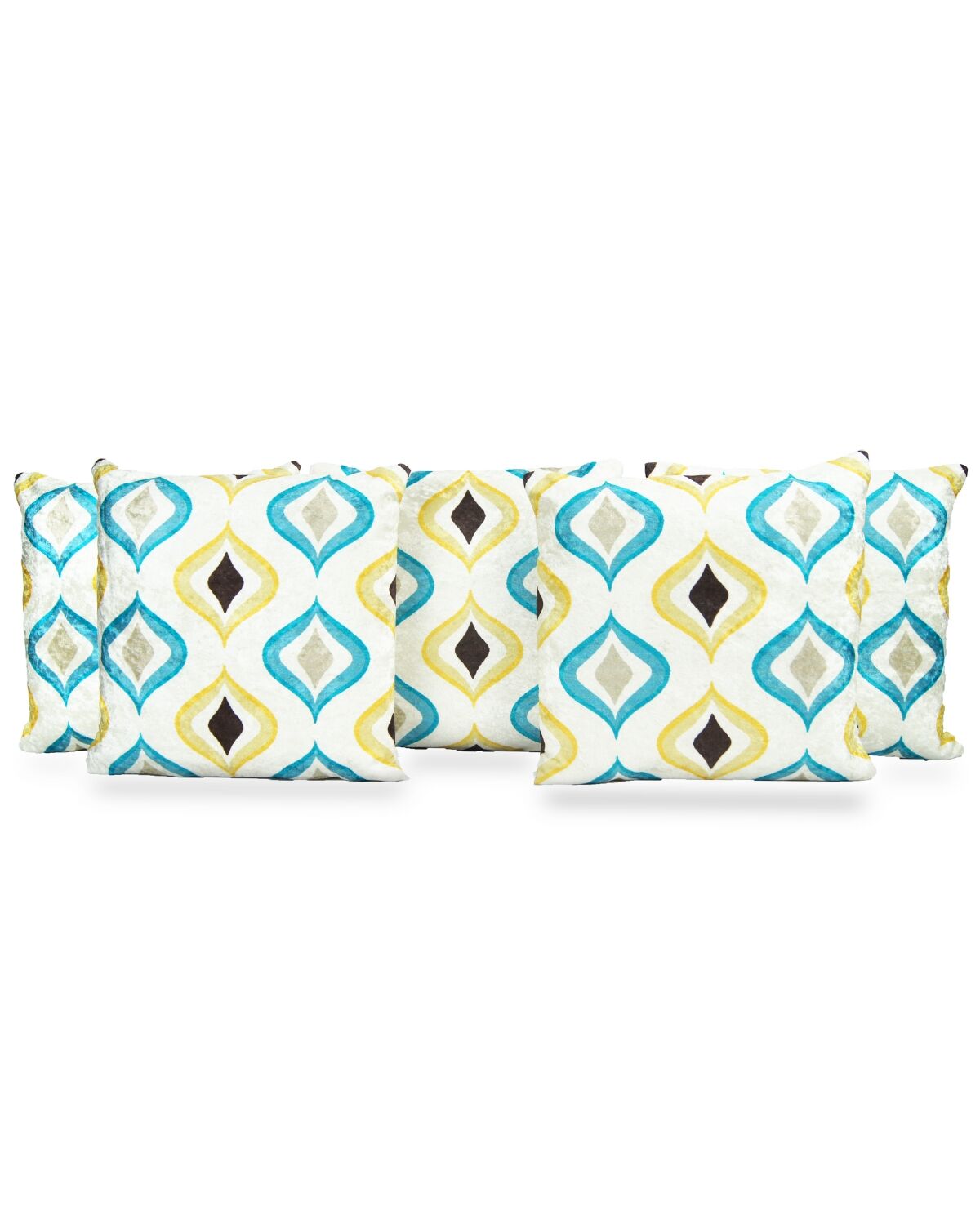 Blue and Yelow Diamond Printed Cushion Covers2(Velvet With Self Print)