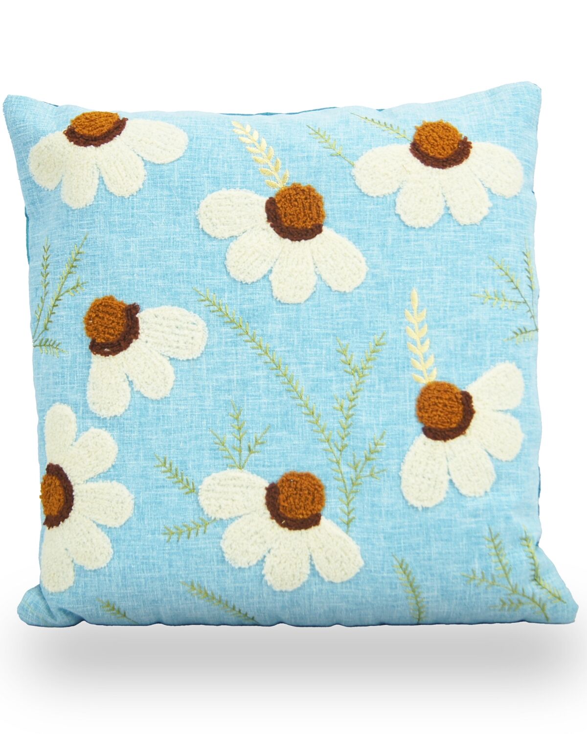 Blue with White flowers 1(Khadi Cotton With thread work)