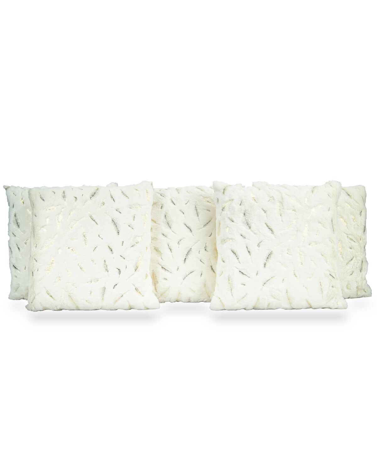 Fluffy White with golden leafs cushion covers1(Soft Velvet with Fur)