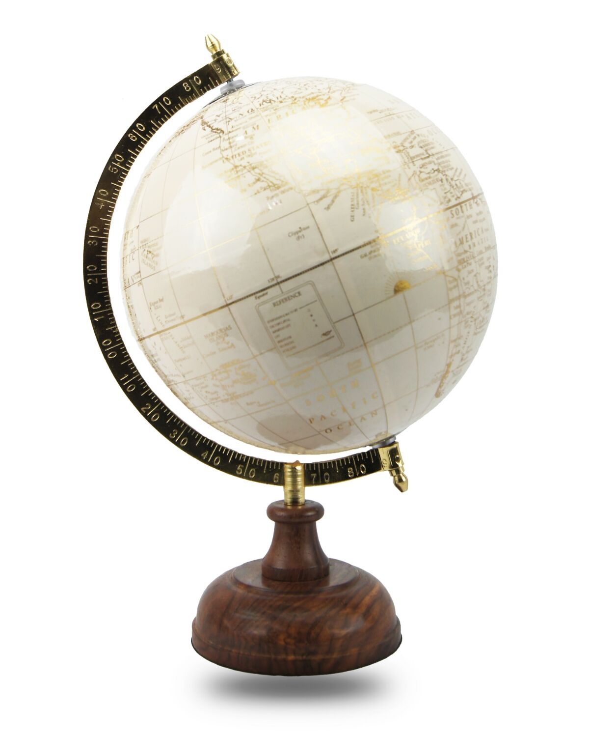 White Golden Globewith wooden base 1