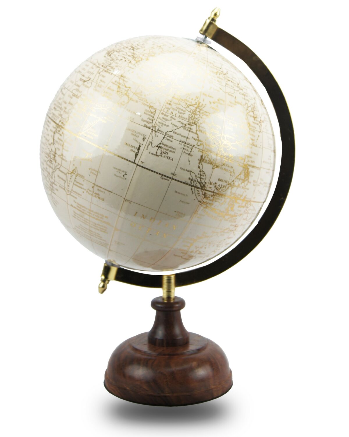White Golden Globewith wooden base 2