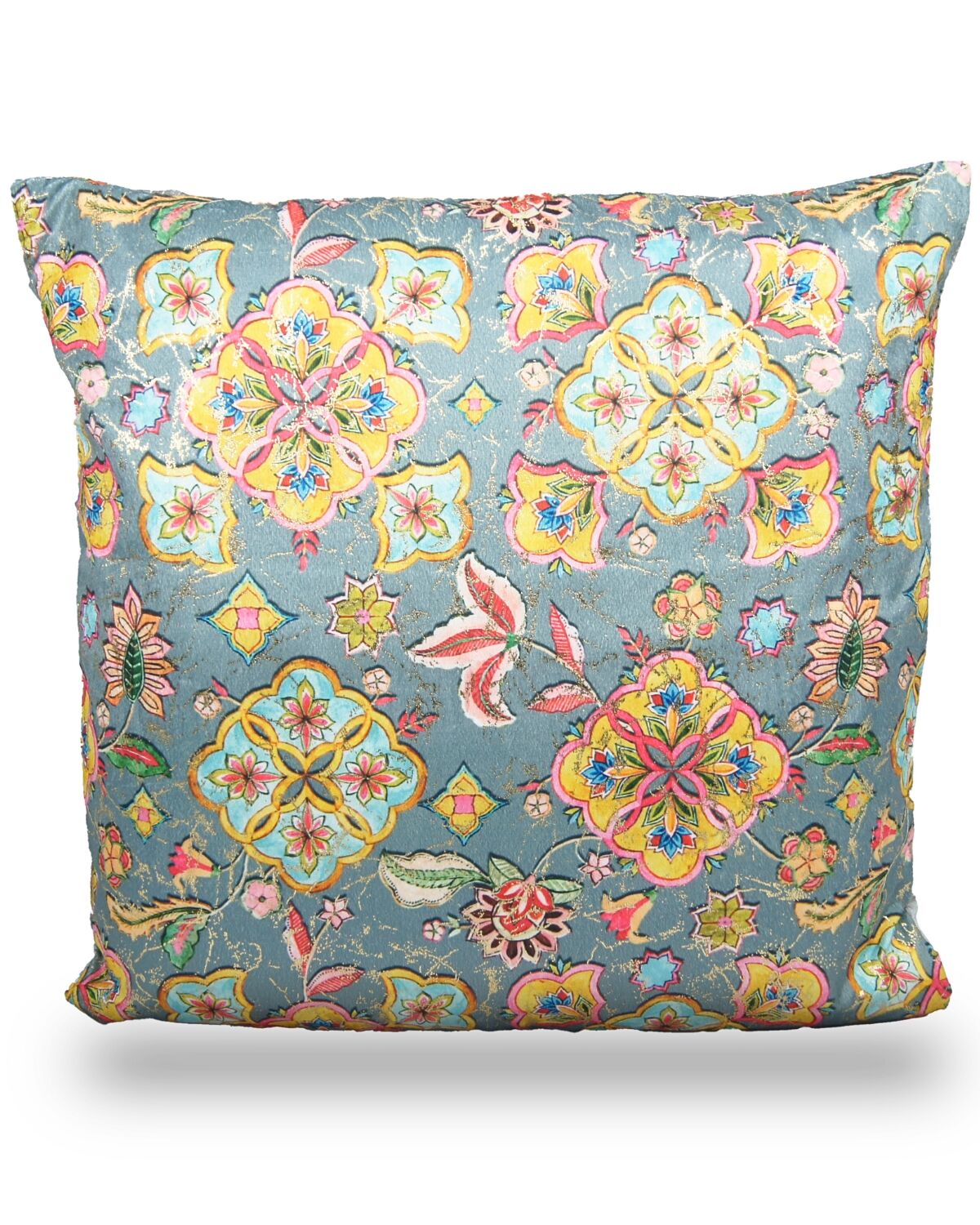Grey and Multicolor flower design cushion covers 1(Floral Semi velvet)