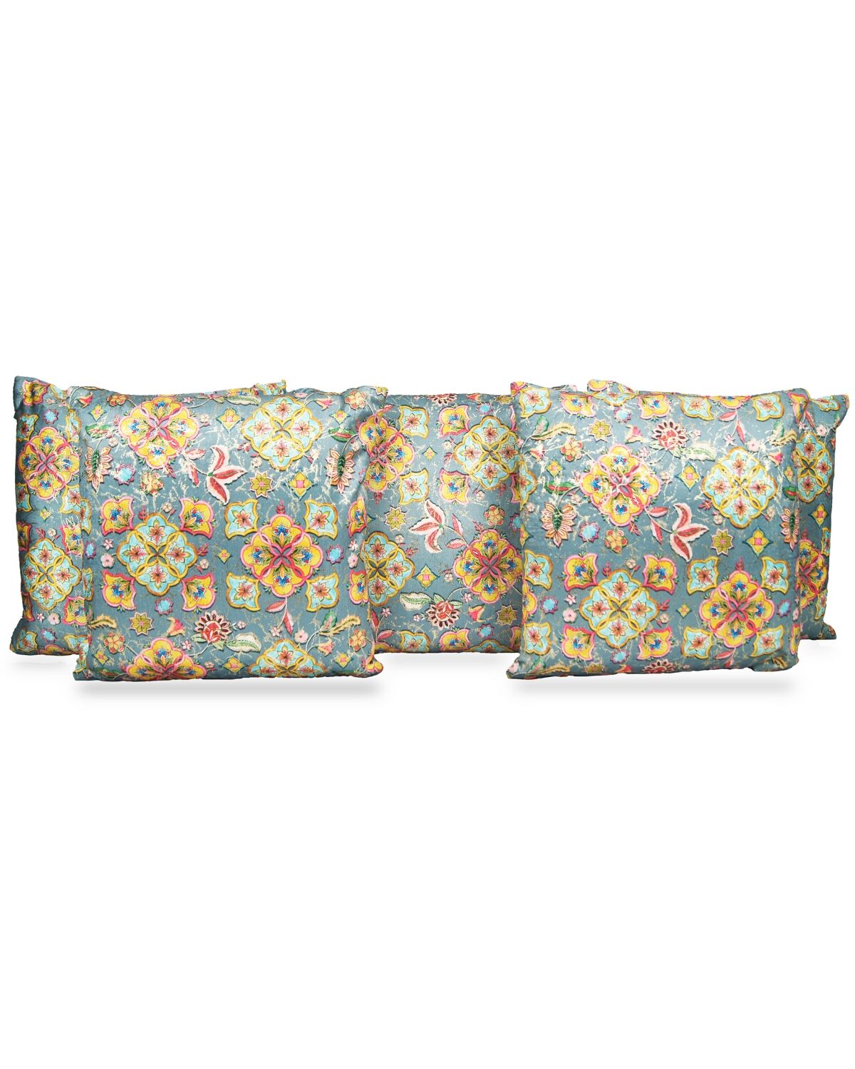 Grey and Multicolor flower design cushion covers 2(Floral Semi velvet)