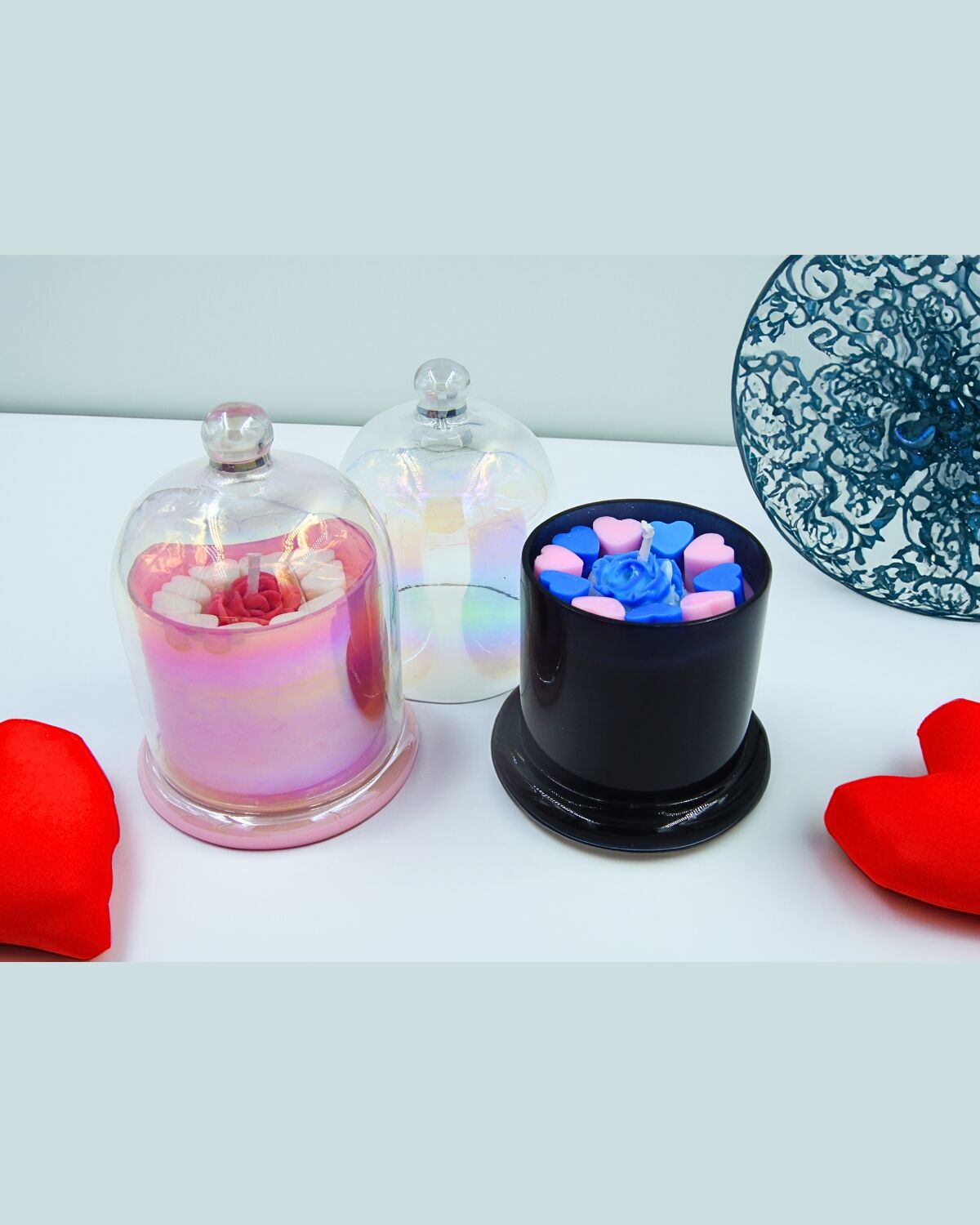 Jar candles with hearts