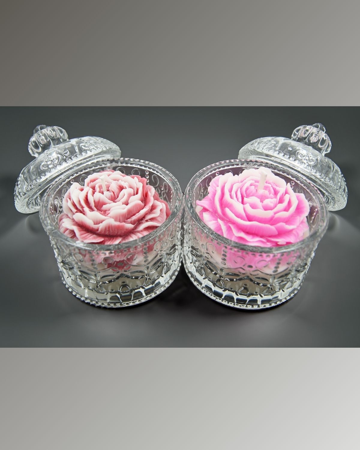RedWhite and Pink pony flower candle combo